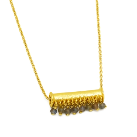 Labradorite pendant necklace, Brass with 22k gold plated jewelry, Handmde jewelry for women